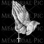 Praying hands preparation for laser etching or impact etching on headstone.