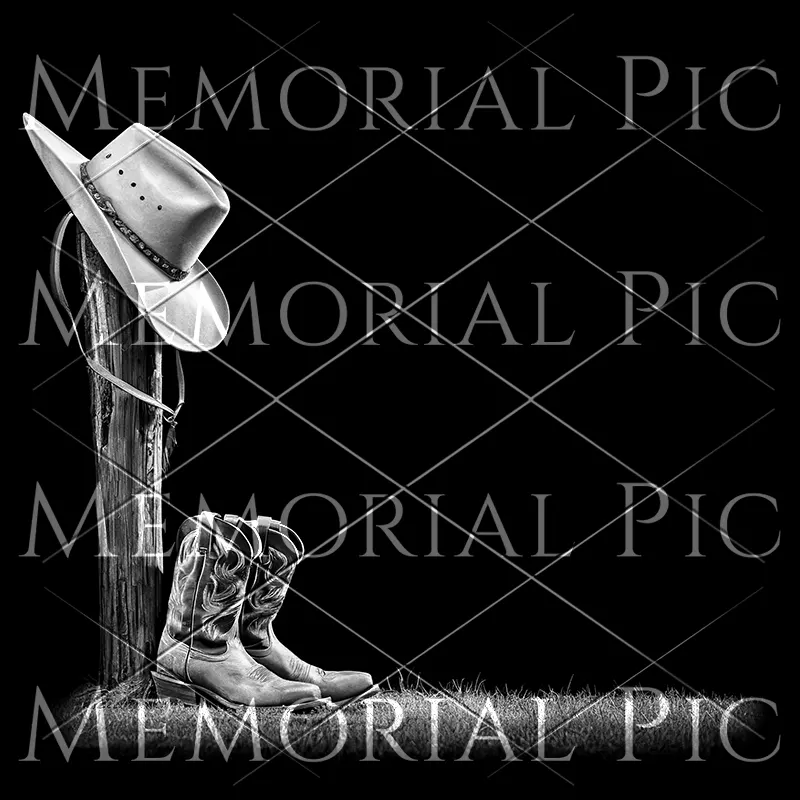 Cowboy boots and hat etching file